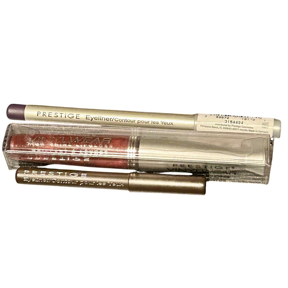 ~NWOB~Prestige Eyeliners in Black-Brown travel size 0.02 oz, Wine FS,& Red Lip